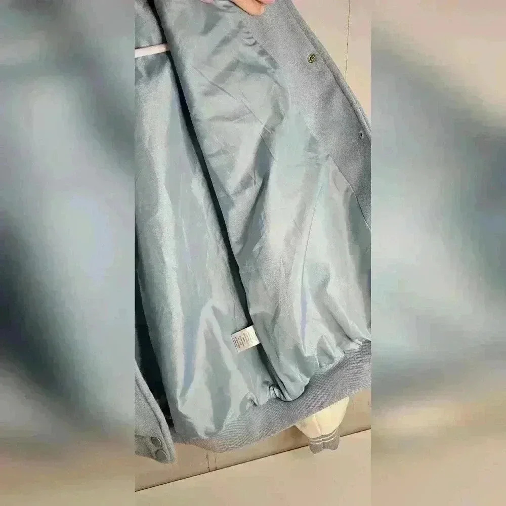 BaeVely Girls Club Good Vibes Bomber Jacket Blue White Juniors Large - Picture 2 of 11